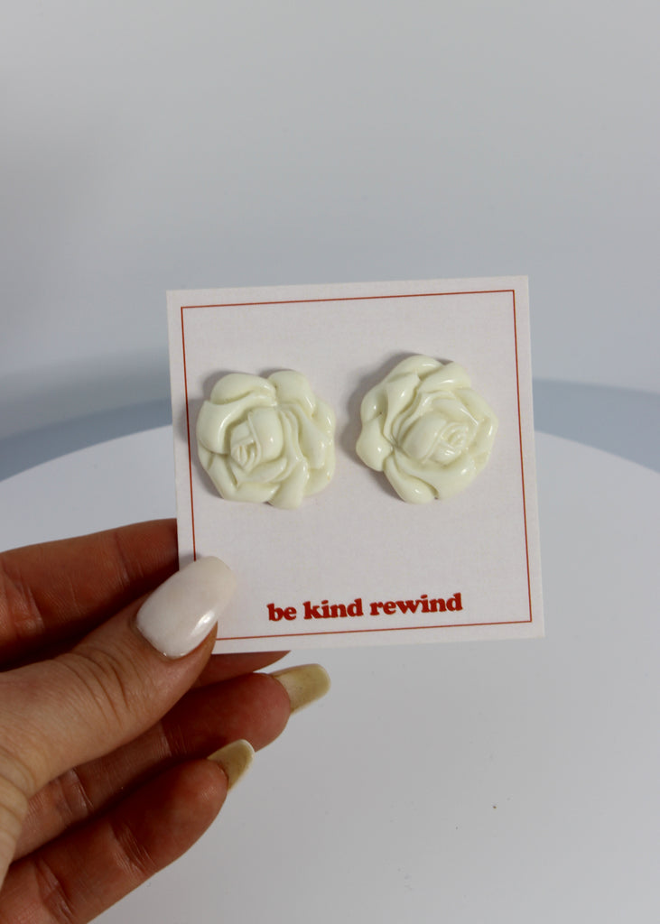 Elizabeth's White Rose Earrings