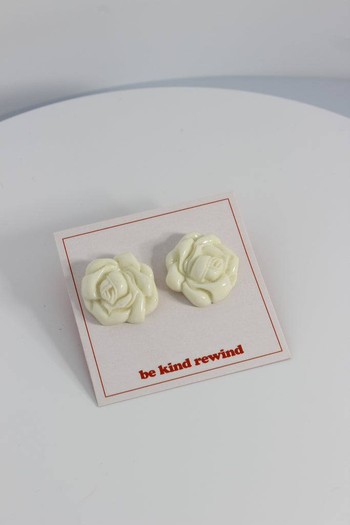 Elizabeth's White Rose Earrings